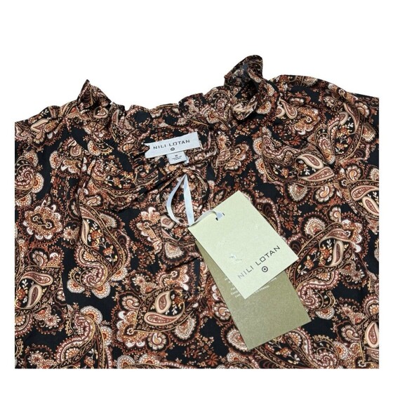 NEW! Niki Lotan Boho Hippie Paisley Long Sleeve Blouse Medium Puffy Sleeves‎ - Picture 8 of 10